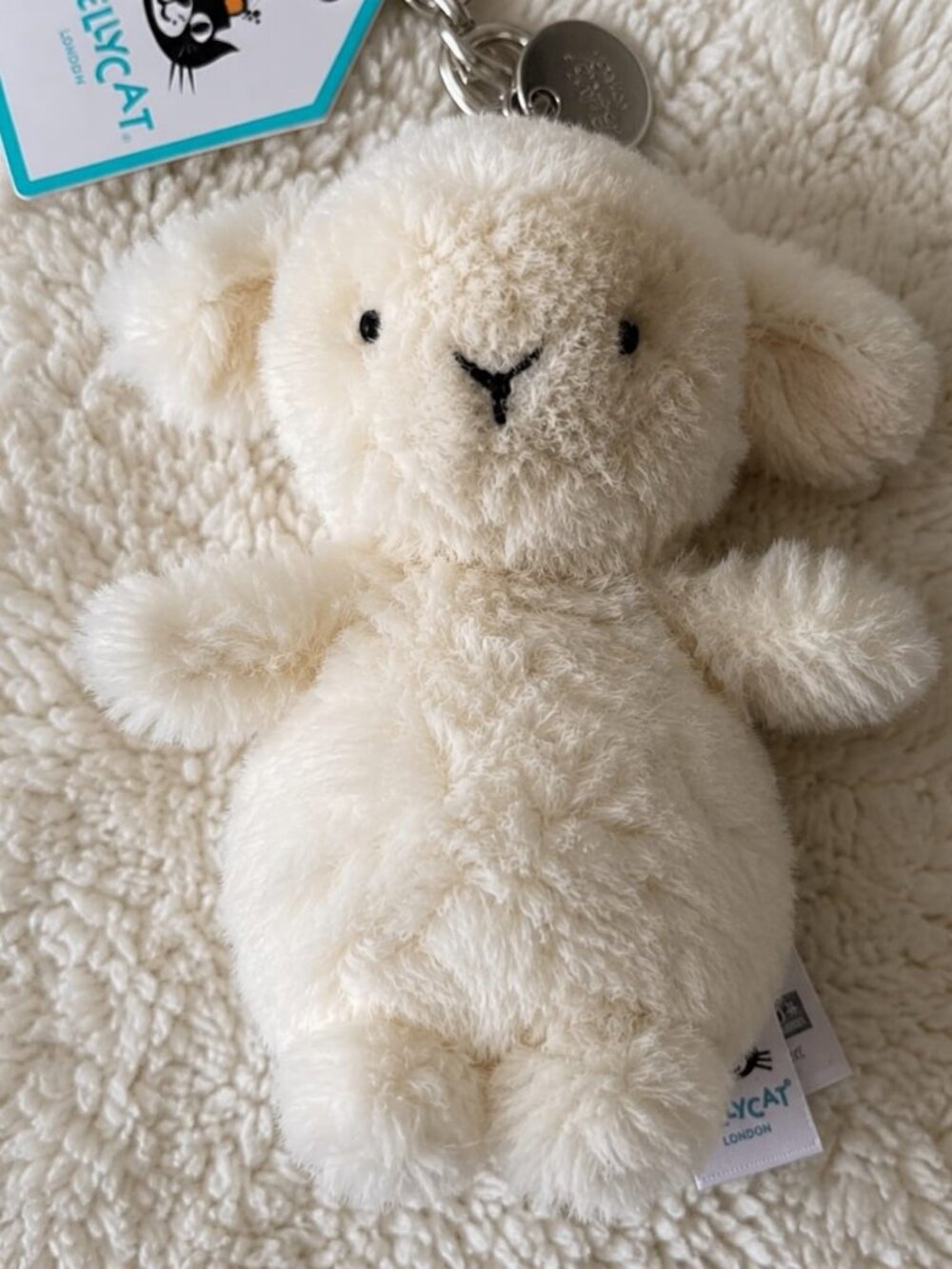 NWT Jellycat Little Lamb Bag Charm Plush Sheep Keychain Clip New - Picture 4 of 5